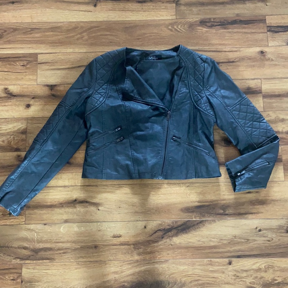 Dark grey leather jacket medium
